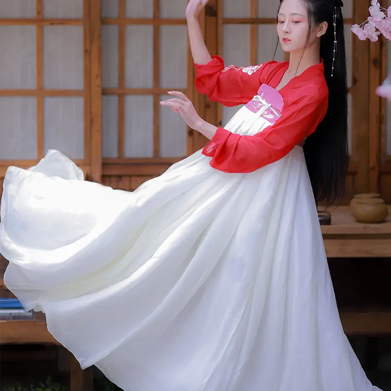 Женский костюм Hanfu с вышивкой голубой для классических танцев праздничный певицы