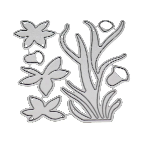 Daffodil Flower Troqueles De Corte De Metal, Марко де диенте де Леон де Encaje Para DIY альбом для записи и снятия вырубки - Цвет: Серебристый