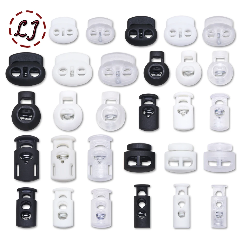 New 10pcs Cord Lock Plastic Stopper Cord Ends Toggles Clip Buckle Button Clear Frost Shoelace Sportswear DIY Bag Accessories