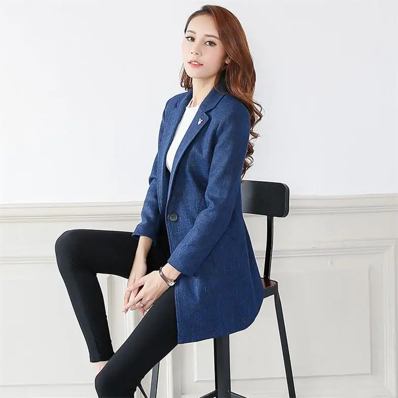 Pak jas vrouwen blazer2019 стиль для женщин lange mouw katoen en Linen casual vrouwen jas