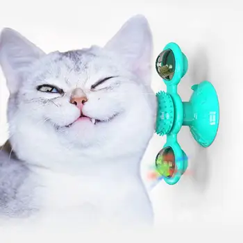 

LED Catnip Ball Windmill Pet Cats Scratch Bite Playing Whirling Interactive Toy