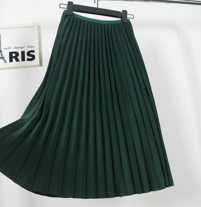 

RICORIT Women Two Layer Suede Long Pleated Maxi Skirt Woman Vintage Saias Midi Faldas Female Midi Skirts  Vadim