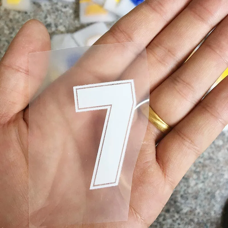 5cm-7 Белые цифры 0-9 термонаклейки 22см \ 8см \ 5 см название Спортивная тканевая наклейка Горячая теплопередача DIY термоклейкие для одежды сумка обувь - Цвет: 5cm-7