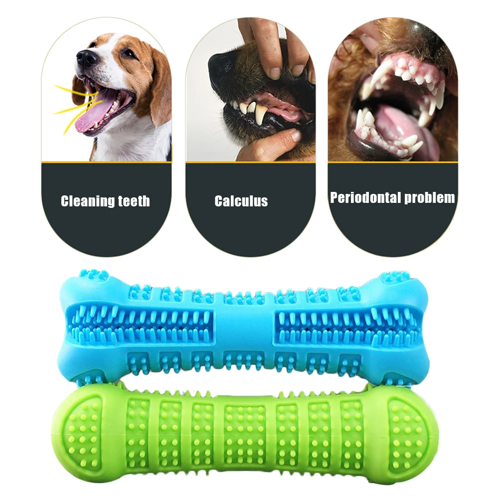 Pet Dog Bone shape Toothbrush Brushing Chew Toy Stick Teeth Cleaning Oral Care Natural Rubber