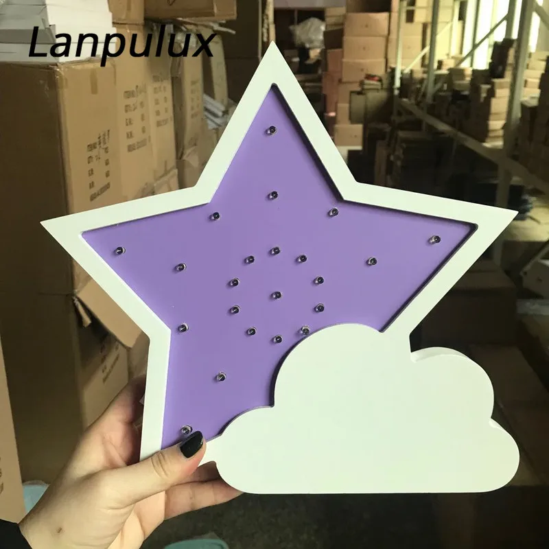 Lanpulux 3D деревянная звезда луна лампа милые Мультяшные светильники детские