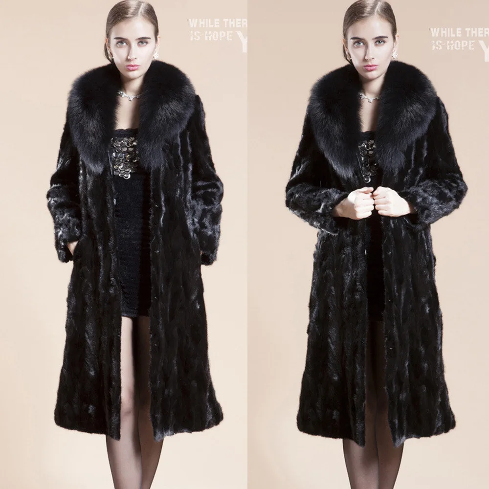 Noble elegant faux mink fur coat fashion big fur collar winter coat women faux fur jacket lady teddy jacket long teddy coat 389