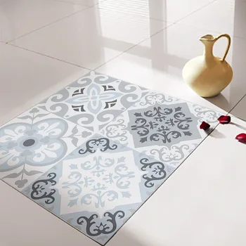 

4pcs Self Adhesive PVC Tile Stickers Waterproof And Antifouling Decal Art Square Diagonal Floor Stickers Home Kitchen Decoration