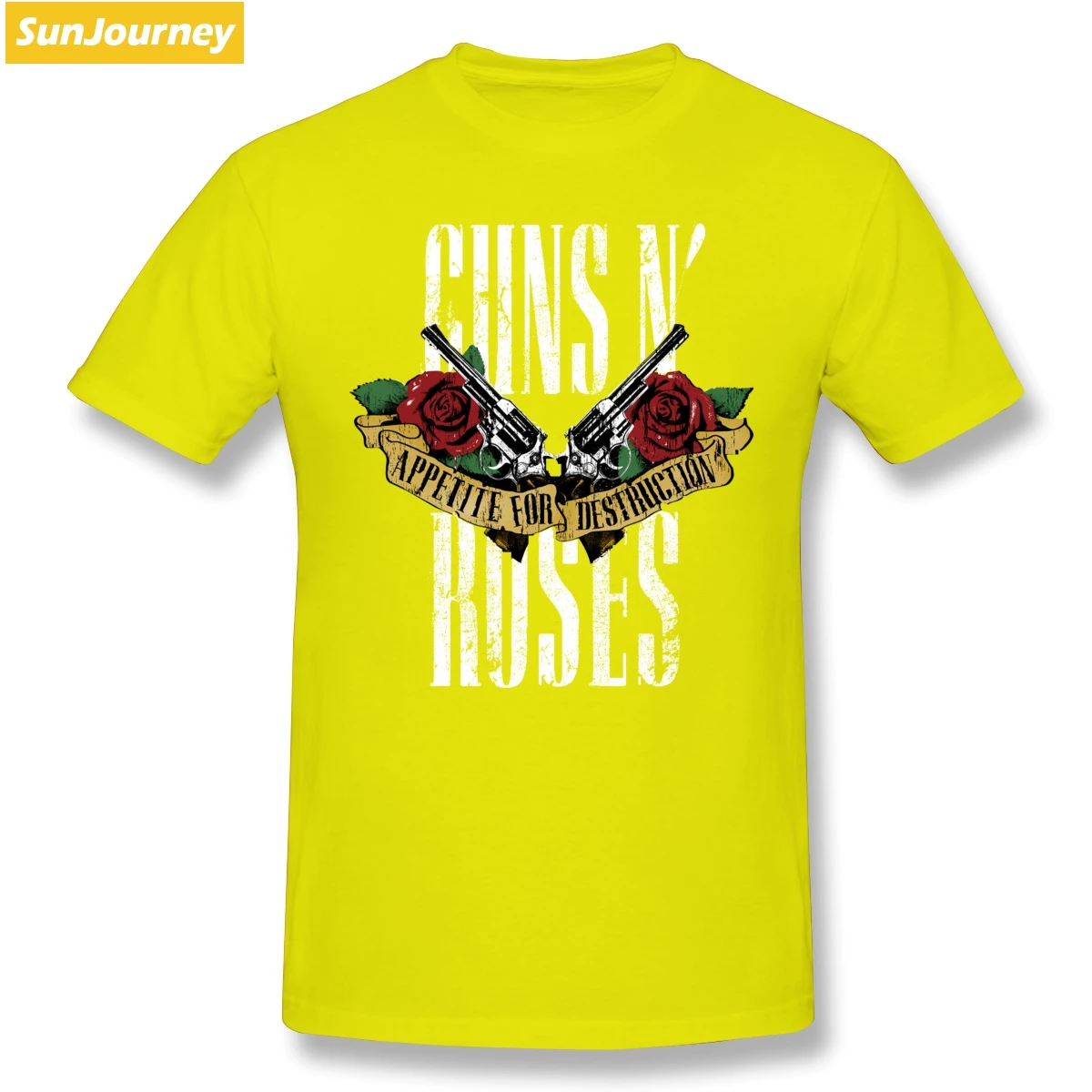 Harajuku guns N Roses Мужская футболка из хлопка с коротким рукавом на заказ Homme - Цвет: Цвет: желтый