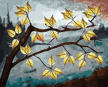 

Frameless diy paintings by numbers paint by number for home decor oil picture painting 5065cm leaf
