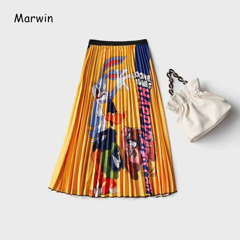 

Marwin 2020 New-Coming Spring Summer Printing Cartoon Pattern Empire High Elastic Women Skirt Party Holiday High Street style