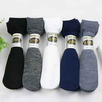 

20 Pcs=10 Pairs Spring Summer Ice Silk Men Business Socks Viscose Fiber Thin Breathable Sweat-Absorbent 5 Colour Men Socks