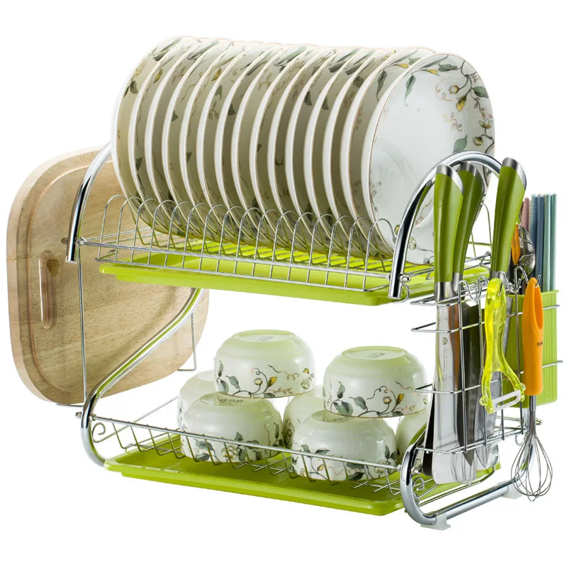 

Modern Three-layer Draining Dish Rack Large Capacity Multifunctional Drain Kitchen Storage Dishes Chopsticks Knife Holder Racks