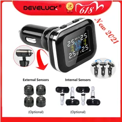 Develuck – allume cigare TPMS pour voiture, système d'alarme de pression des pneus, Port USB, système de sécurité 