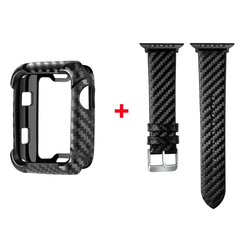 Ремешок для часов с защитным чехлом для Apple Watch series 4, 5, 44 мм, 40 мм, защитный чехол из углеродного волокна для iwatch - Цвет: Black Suit