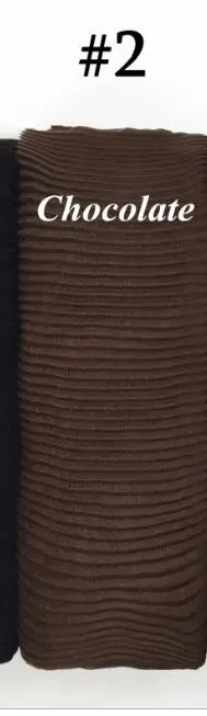 2 chocolate Модный плиссированный Макси сморщенный хиджаб шарф элегантный длинный платок простой негабаритный мусульманский женский плиссированные Шарфы Мягкий шарф 90x260 см - Цвет: 2 chocolate