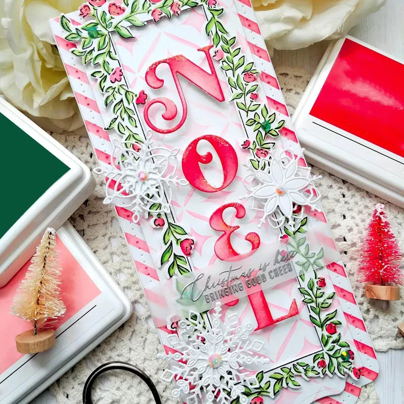 

Leaves Frames Metal "Noel"Cutting Dies&Cordinating Stamps For Scrapbooking Craft Die Cut Card Making Embossing Stencil