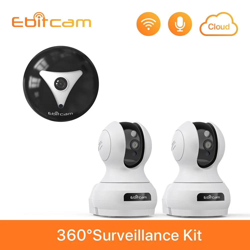 Система видеонаблюдения Ebitcam с углом обзора 360 градусов Комплект беспроводных IP