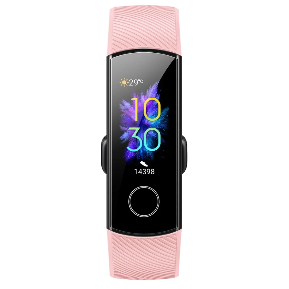 Pink Huawei Honor Band 5 Смарт-браслет 0,9" 240*120 пикселей большой полноцветный AMOLED дисплей фитнес Смарт-браслет персонализированные часы - Цвет: Pink