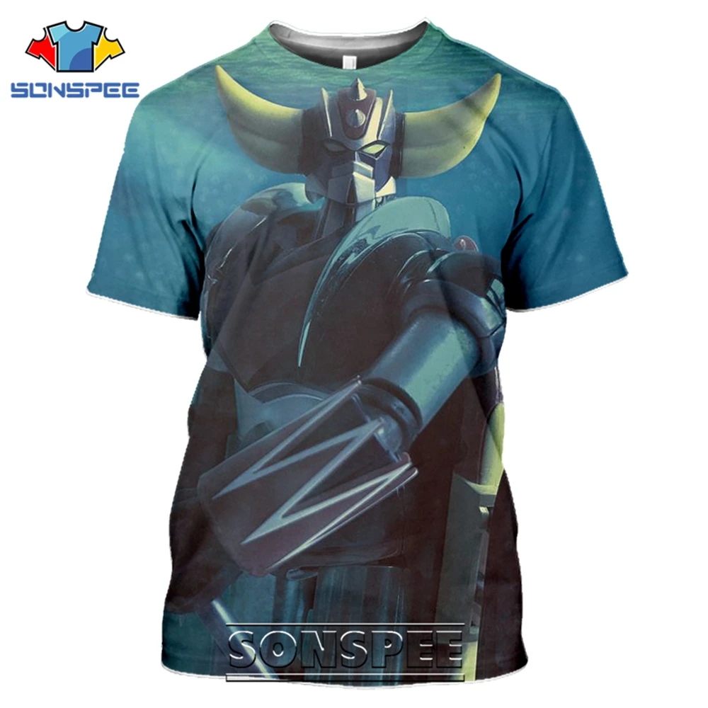 SONSPEE 3D Print Men Women Goldorak T-shirts Casual Streetwear Harajuku Hip Hop Short Sleeve Vintage Anime Tees Tops Shirt