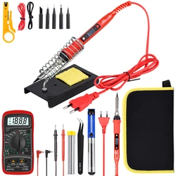 JCD – Kit de fer à souder avec multimètre numérique 80W, 220V/110V, Station à température réglable, outils de réparation de soudage 908S 