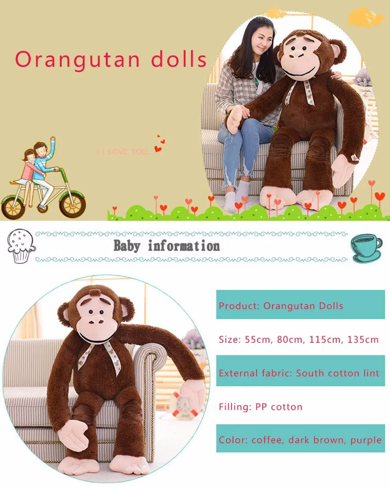 Большая обезьяна детские игрушки плюшевые для детей Куклы Kawaii игрушки чучела PP хлопок плюш/Nano Кукла Обезьяна чучела животные милые CC50MR