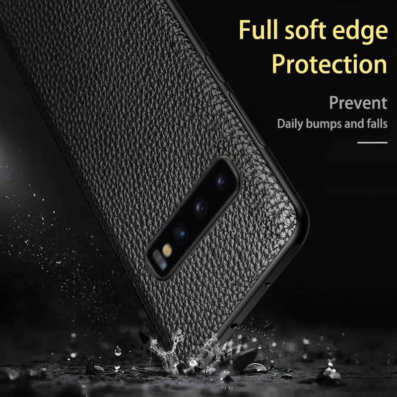 Чехол для телефона Samsung Galaxy S7 S8 S9 S10 Plus Note 8 9 10 plus чехол с текстурой личи A30 A50 A70 A5 A7 2017