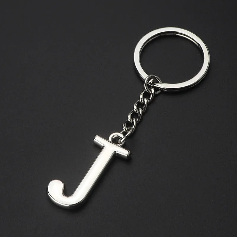 TEH DIY A-Z буквы металлические брелки для женщин мужчин 26 букв брелки для ключей держатель модные ювелирные изделия сумка аксессуары Подарки - Цвет: J