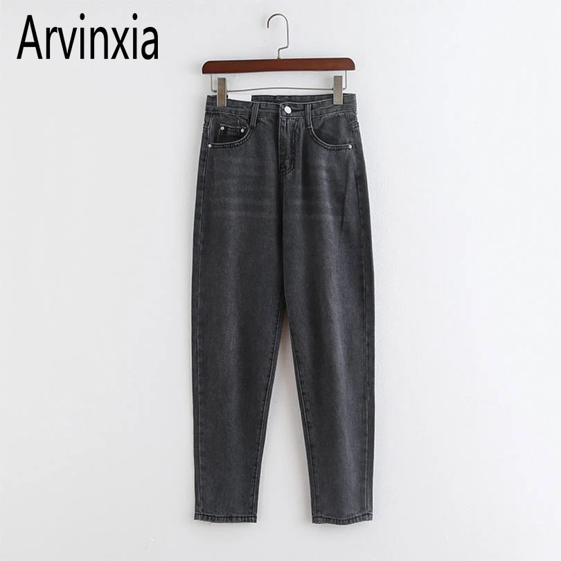 Woman Jeans Arvinxia, повседневные свободные уличные однотонные женские джинсы, модные женские брюки с высокой талией, Новые Карманы, Базовый стиль, женские брюки - Цвет: Woman Jeans