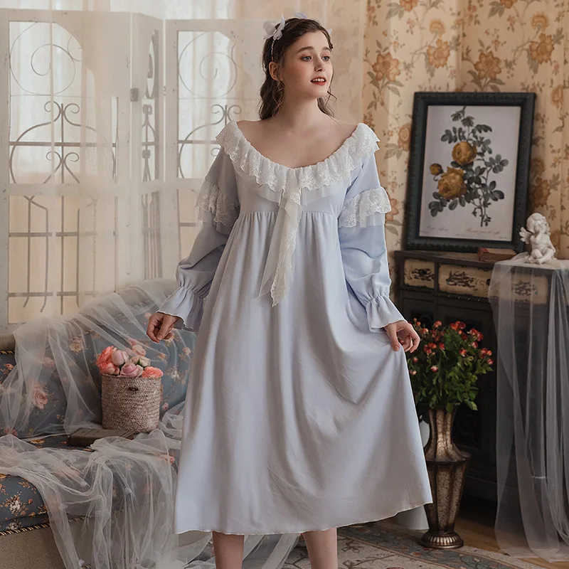 Ночное белье женское кружевное платье для сна старинные ночные рубашки викторианское розовое с v-образным вырезом Ночная рубашка плюс размер ночнушка