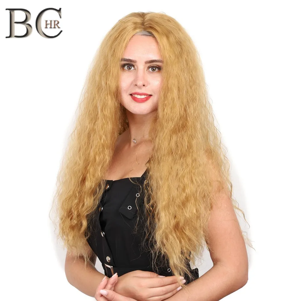 

BCHR Long Afro Curly 13*1 Lace Front Wig Natural Synthetic Blonde Wig For Women Wigs Heat Resistant Fiber
