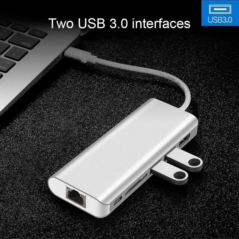 6 в 1 TYPE-C концентратор USB C к USB 4K HDMI RJ45 PD карта памяти адаптер для ПК ноутбук Plug and Play удобный и быстрый