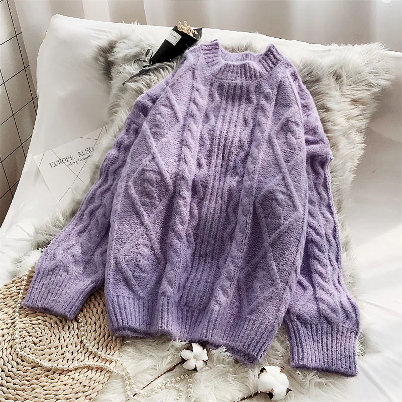 Женский пуловер большого размера, зимний женский вязаный кашемировый женский свитер, свободный женский джемпер, осенние свитера для девочек