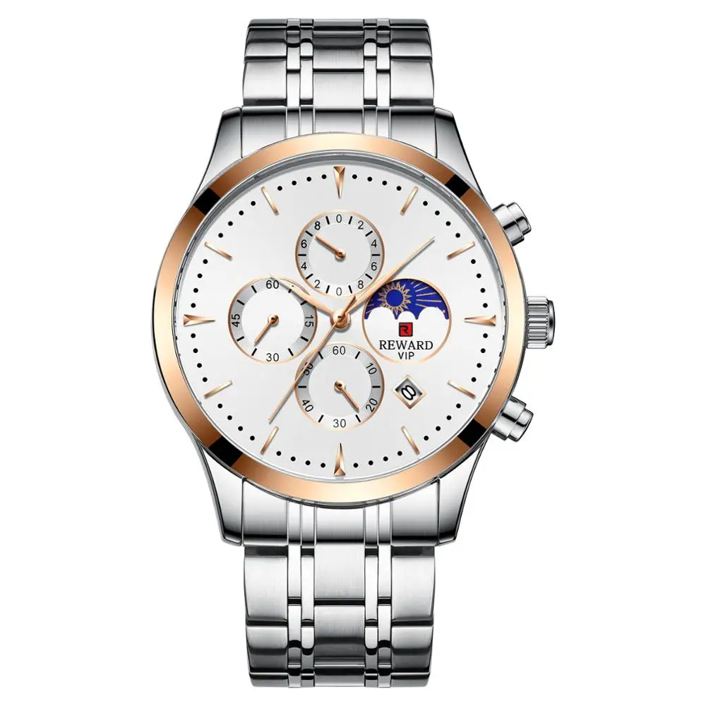 REWARD Брендовые мужские часы класса люкс кварцевые на каждый день Модные сталь