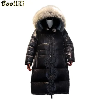 

Boollili Down Coat Winter Long Duck Down Jacket Woman Hooded Korean Large Fur Collar Oversize Puffer Women's Jackets