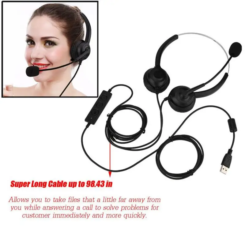 USB Headset Computer Headset Customer Service Headset Operator Customer Service Headphones With Microphone forPC Computer