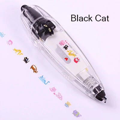 Black Cat 4 м длинная декоративная Корректирующая лента Kawaii креативный пресс тип Корейский мультфильм дневник наклейка для учебы канцелярские принадлежности для школы и офиса - Цвет: Black Cat