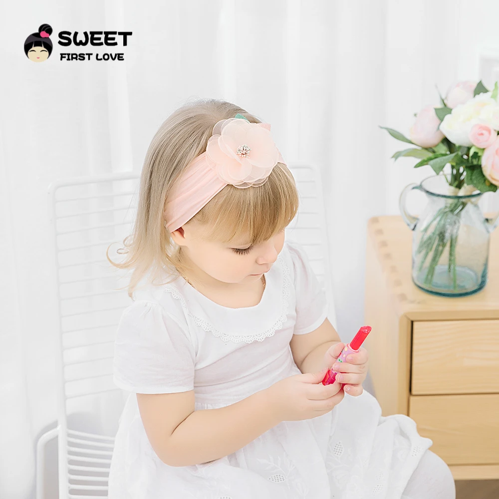 4pcs Chiffon Flower Headwraps Girls Nylon Headbands kids Hair Accessories Soft Elastic Newborn Hair Bands Turban Christmas Gifts