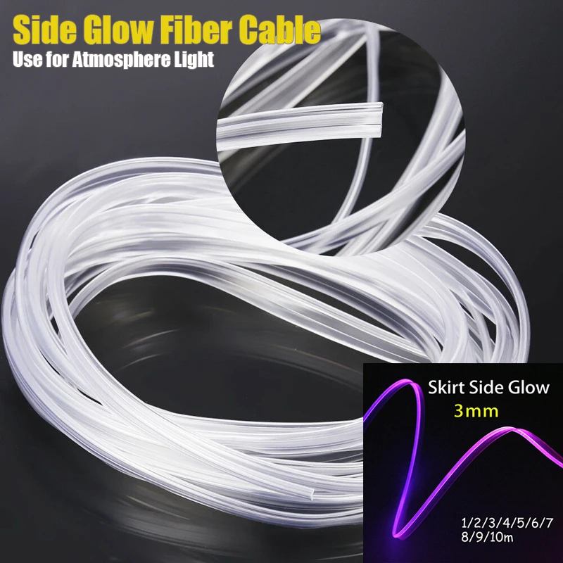 Car Interior Decor Fiber Optic Neon Wire Strip Light Guide 3mm Extension Accessories For Ambient Lighting Equipment