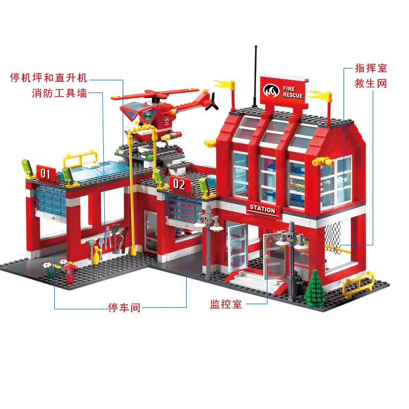 

Firefighting Series Assembled Fight Inserted Building Blocks Boy Toy Firefighting 911 Firefighting Non-Model