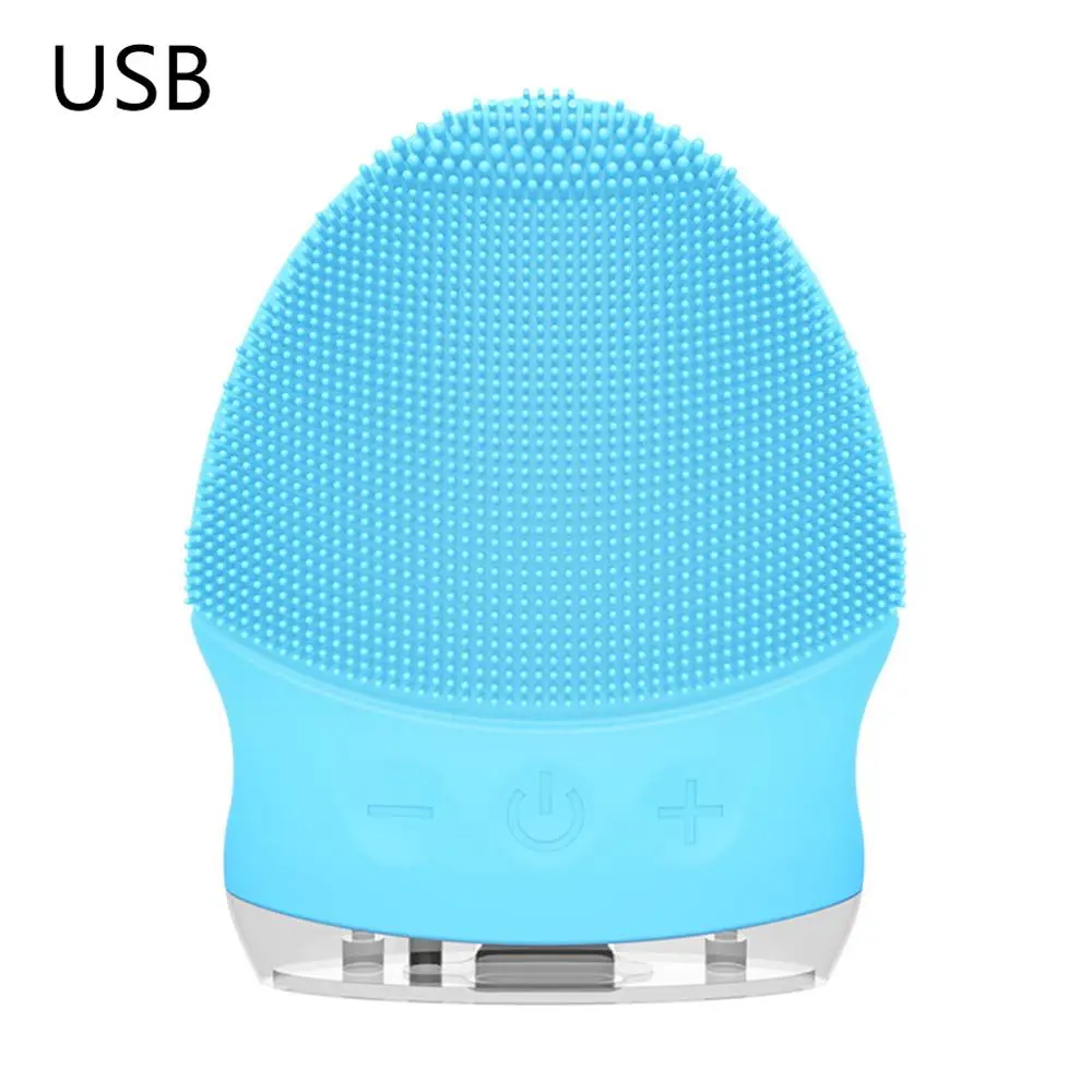 usb Зарядка Электрический Силиконовый водонепроницаемый Очищающий Инструмент красота очиститель пор щётка для умывания лица Массажер A6HB - Цвет: BL1