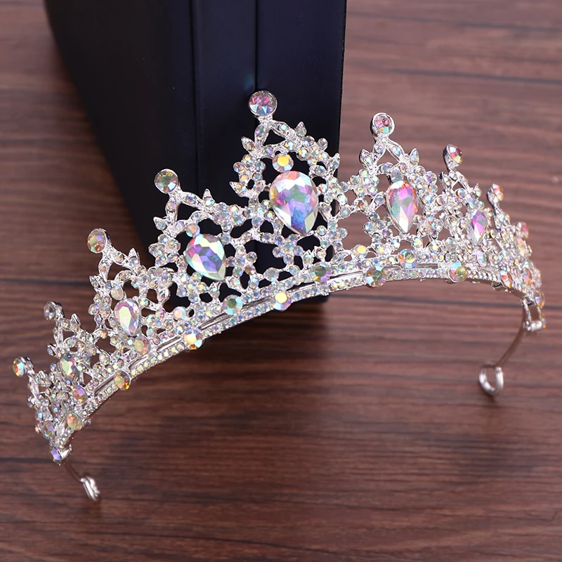 Wedding Hair Accessory Bridal Headwear Crystal Bridal Tiara Crown Silver Color Diadem Veil Tiaras Headpieces Head Jewelry