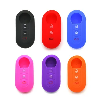 

Silicone Car Key Cover Case for Fiat 500 Grande Punto Stilo 500x Panda Ducato 3 Buttons Remote Auto Folding Flip Key Blanks Case