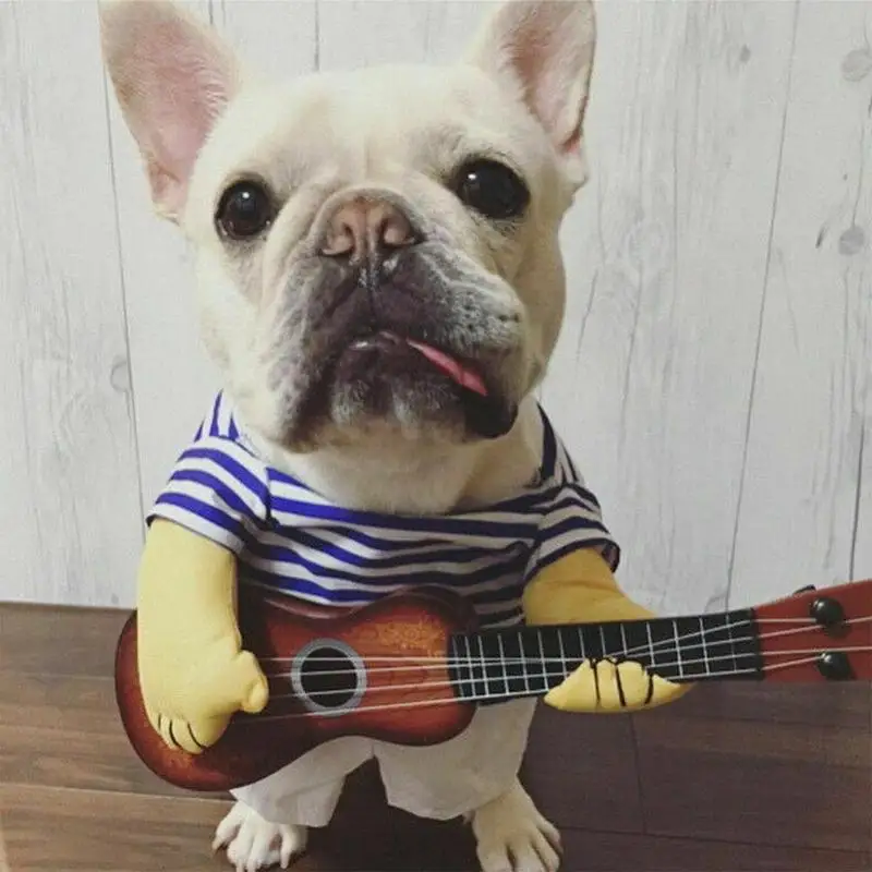 Питомец гитарист Косплей Костюм для кошки, собаки гитарист наряды вечерние Новогодняя одежда для собак костюм для кошек