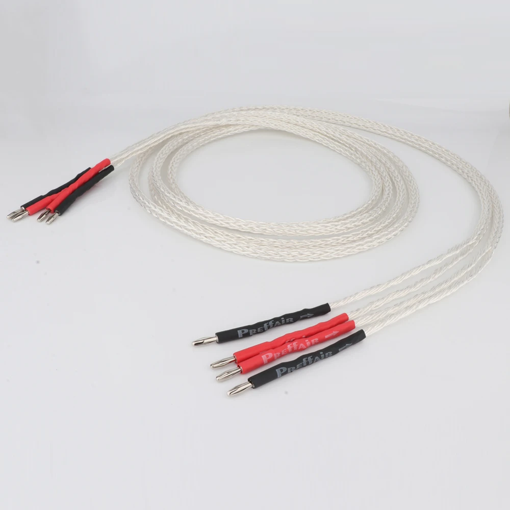 

Посеребренный Hi-Fi кабель для динамика Preffair 8AG OCC, Hi-end, провод для динамика с разъемом типа банан/Y для усилителя и CD