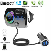 Беспроводной автомобильный Bluetooth MP3-плеер с поддержкой fm-радио AUX TF карта с двойной USB быстрой зарядкой навигация Голосовая трансляция