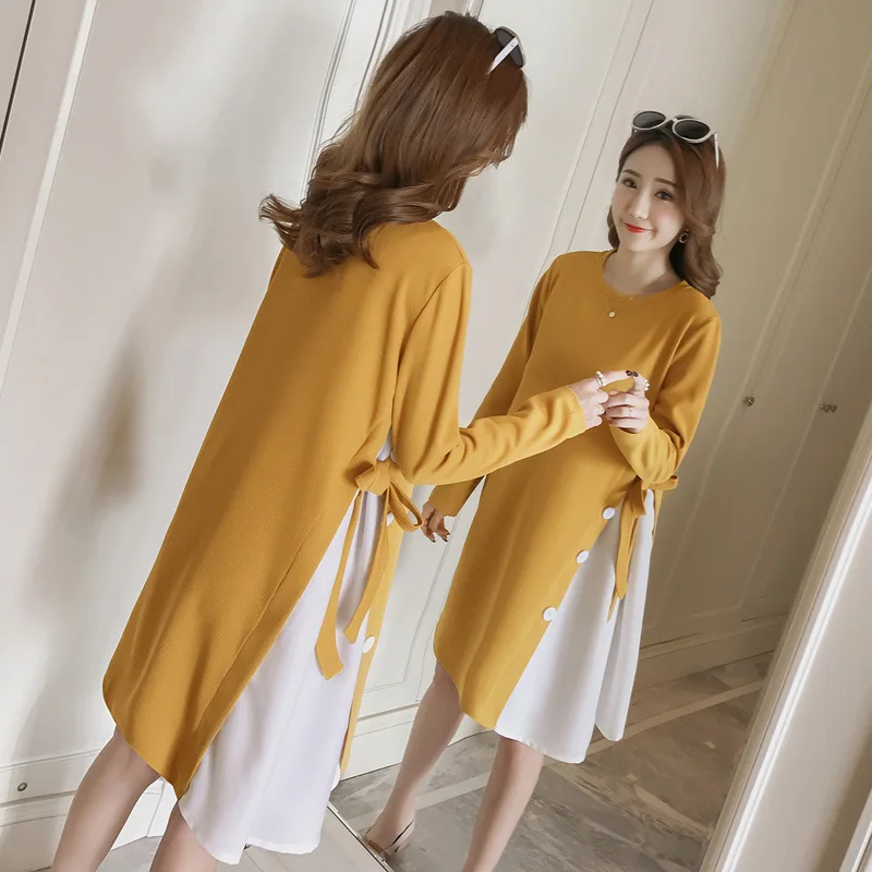 

2018 Spring And Autumn New Style Fashion Maternity Clothes Mixed Colors Loose-Fit Korean-style Lactation Garment Dress