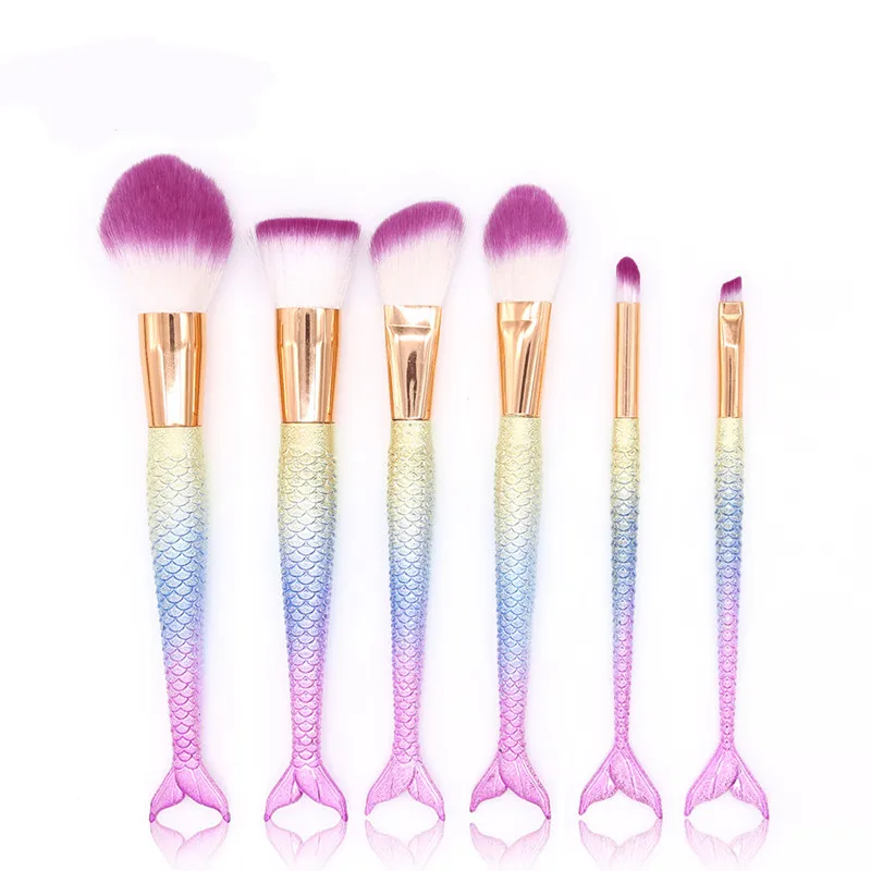 

20setNew 6 Mermaid makeup brush, rose goldfish tail makeup brush, fish type cosmetic brush set, beauty tools