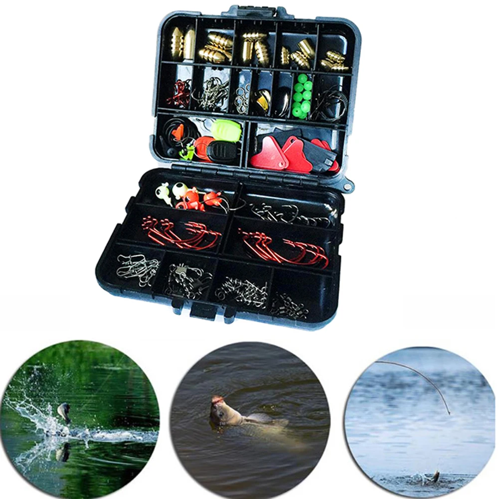 

128 Pcs Fishing Accessories Box Hooks Swivel Weight Sinker Stopper Connectors Curling Fishing Tackles For Fishing Tool Supplies