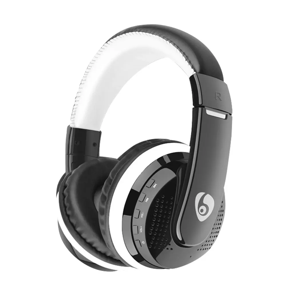 Над ухом HiFi бас стерео наушники гарнитура Nirkabel fm-радио Kartu TF MP3 Воспроизведение Handsfree Dengan Mikrofon - Цвет: White