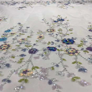 

2020 New Designs African Lace Fabric High Quality Lace Material French Embroidered Tulle Lace Fabric With Sequins